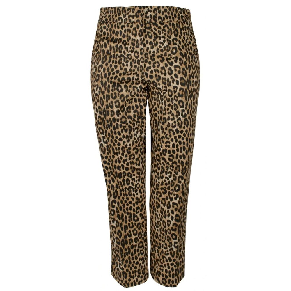 Michael Kors Plus Size Cheetah Print Stretch Twill Pants 18W Dark Camel